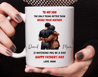 Emballage de tasse personnalisé « De maman au fils » pour la fête des pères (téléchargement numérique)