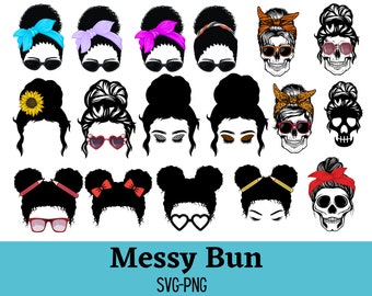Momlife Messy Bun Skull SVG Bundle: Cricut Silhouette (Digital Download)