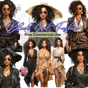 Melanin Fashion Clipart Bundle: Black Girl Magic Graphics (Digital)