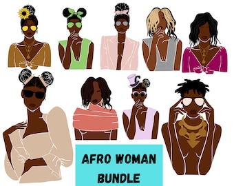 Pakiet Afro Woman SVG: Czarna Królowa, Dama, Dziewczyna – Cricut i Silhouette