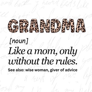Leopard Print Grandma Definition PNG: Gigi Noun (Digital Download)