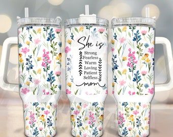 Envoltorio para vaso de 40 oz "Mamá Flor Silvestre": Diseño de sublimación para el Día de la Madre (Descarga digital PNG)