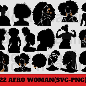 Afro Woman Silhouette SVG Bundle black history svg  Afro Queen Svg Afro Lady afro girl svg  african american svg Black Woman History Month
