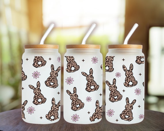Easter Glass Can Wrap: Leopard Bunny, Peeps Design (16oz PNG)