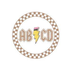 Retro ABCD Teachers Pencil Lightning Bolt Back To School Kids PNG,Gift for Teacher,Last Day Of School, Elementary School Highschool png
