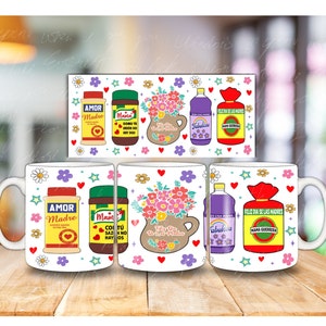 Paquete de tazas con diseño de mamá, paquete de 11 y 15 onzas, taza con texto en inglés "Happy Mother's Day", regalo para mamá española, día de la madre mexicana, taza para madre, madre svg