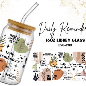 Boho Affirmation 16 oz Glass Can Wrap Sublimation Design (PNG)