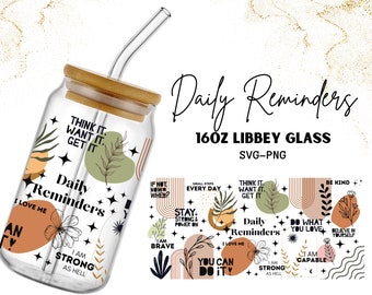 16 oz Glass Can Wrap  Sublimation Design Boho VULGAR Daily Reminders Affirmations Motivation Inspirational, Self Love, Positive Quotes cup