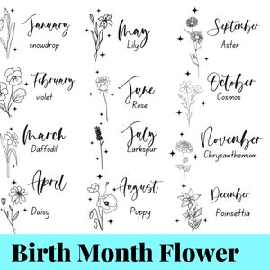 BirthMonth Svg Bundle Flower Svg Birth Flower Svg | Floral svg | Botanical svg | Rose svg | Daisy svg | Poppy svg | Birthday svg | svg