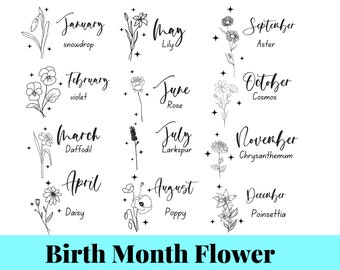 BirthMonth Svg Bundle Flower Svg Birth Flower Svg | Floral svg | Botanical svg | Rose svg | Daisy svg | Poppy svg | Birthday svg | svg