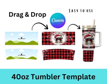 40oz Tumbler Sublimation Template: Canva Tumbler Wrap (Digital Download)
