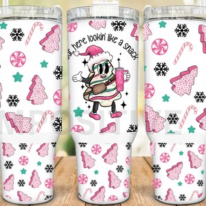 Christmas Tree Cakes 40oz Tumbler Wrap: Retro Snack Design (PNG)