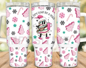 Envoltorio para vaso de 40 oz con diseño de pastel de árbol de Navidad: diseño retro (PNG)
