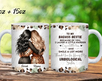Personalized Bestie Mug: Leopard Print Sister Gift (11oz and 15oz)