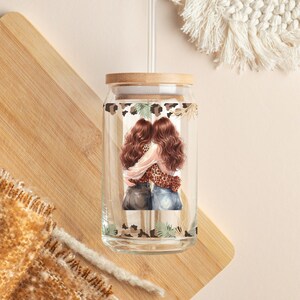 Personalized to My Bestie 16oz Glass Can Wrap Bestie Gift Leopard Print Reminders Iced Coffee ...
