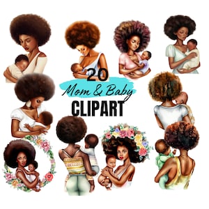 Mother clipart Black woman clipart mother and baby family clipart watercolor,2023 png