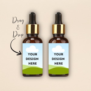 Dropper bottle canva mockup Essential Oil Bottle Label Mock up product amber bottle drag and drop Cosmetic dropper bottle Canva mock ups
