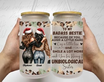 Envoltorio navideño personalizado para latas de cristal de Besties: Sisters Forever (Descarga digital)