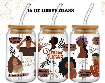 Black Women Affirmations Libbey Glass Cup Wrap: Black Girl Magic SVG (Digital Download)
