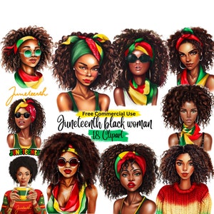 Juneteenth Afro Woman PNG Clipart: Fashion Girl Sublimation (Digital Download)