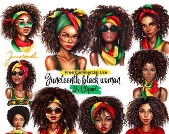 Juneteenth Afro Woman PNG Clipart: Fashion Girl Sublimation (Digital Download)