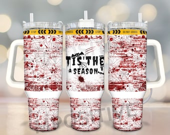 Envoltorio para vaso de Halloween de crímenes reales: Diseño de escena del crimen (113 g) (Descarga digital PNG)