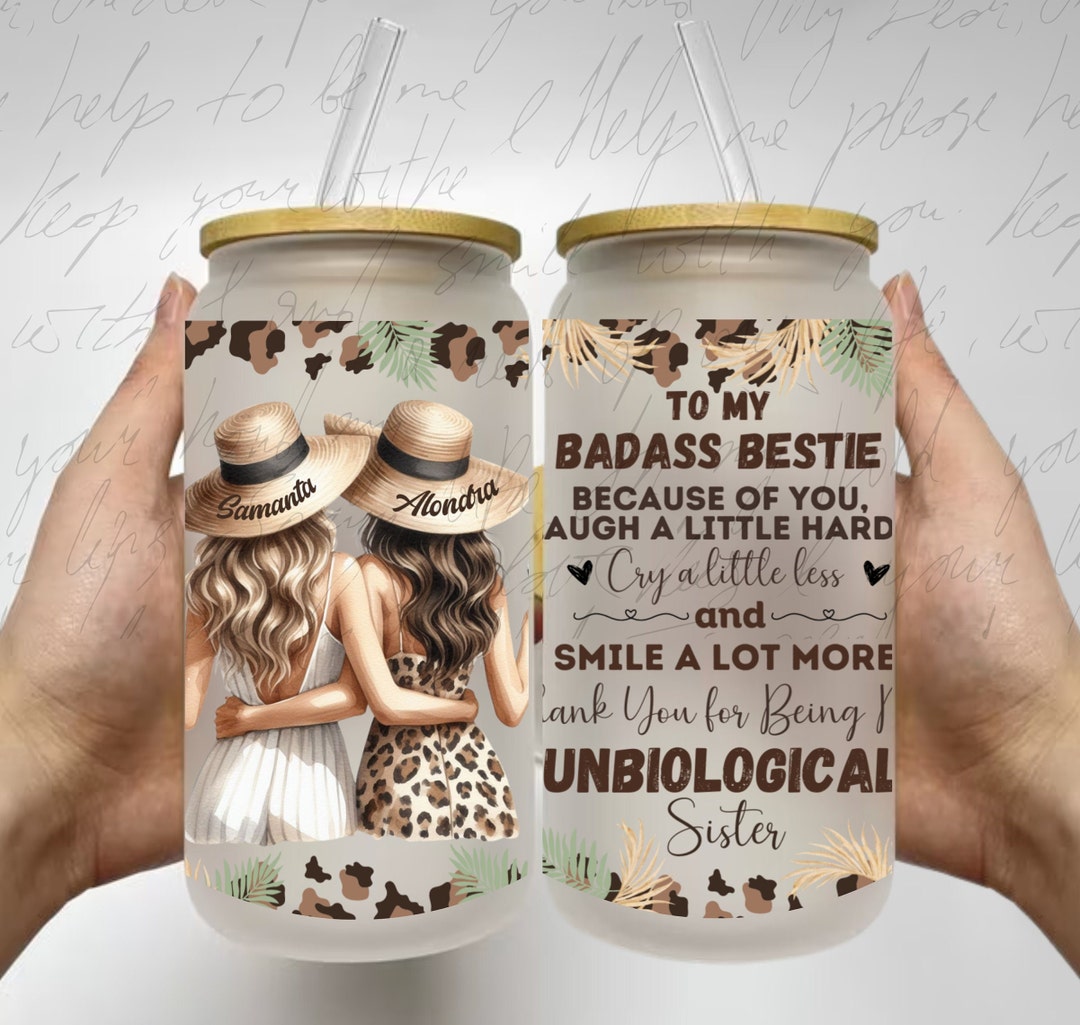 Personalized to My Bestie 16oz Glass Can Wrap Bestie Gift Leopard Print ...