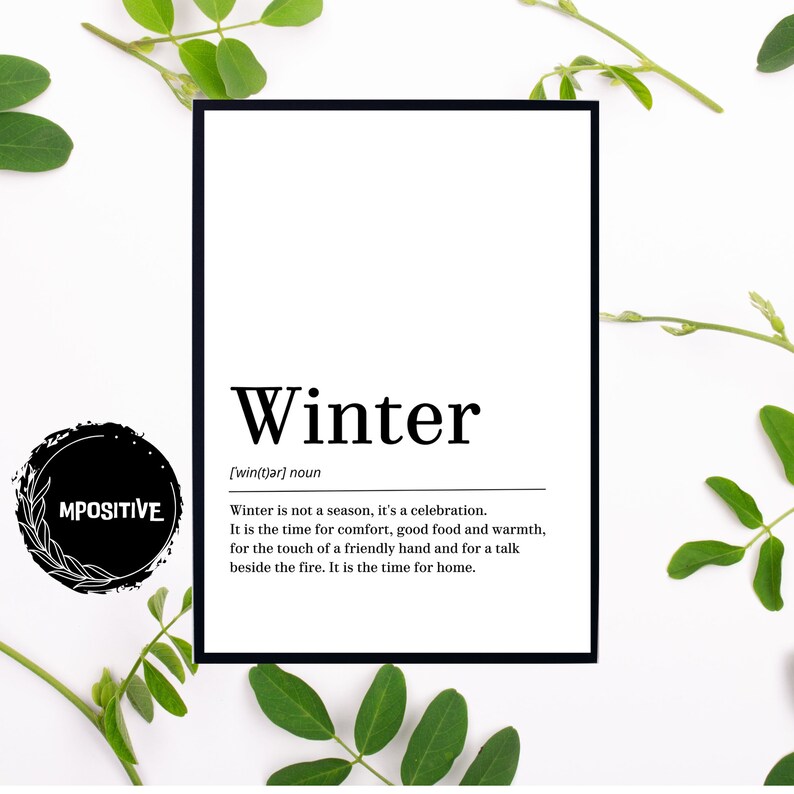 Winter Dictionary Definition Printable Winter Poster Winter Etsy