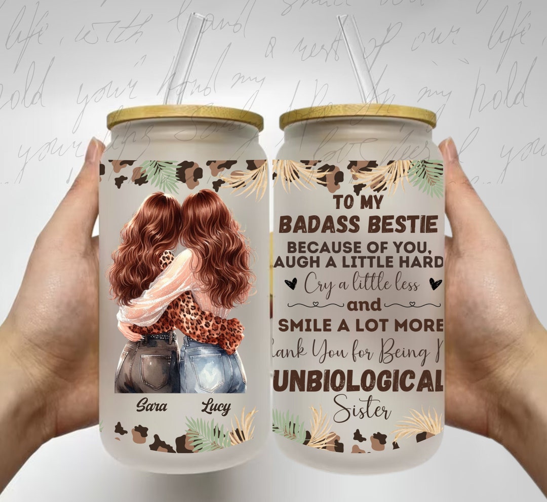 Personalized to My Bestie 16oz Glass Can Wrap Bestie Gift Leopard Print ...