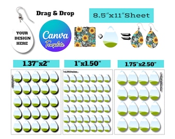 Teardrop Earring Canva Template Bundle: Sublimation Design (PDF)