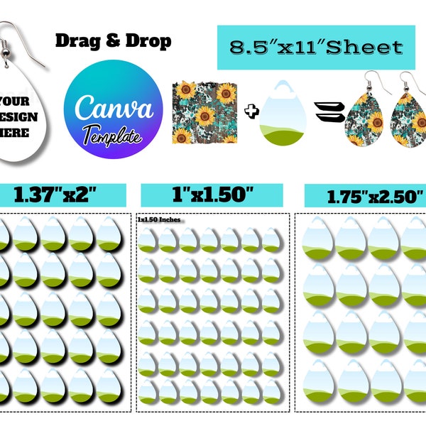 Teardrop Earring Template Bundle Teardrop Earring canva template Teardrop Earring Sublimation Canva Template Earring Template Sublimation