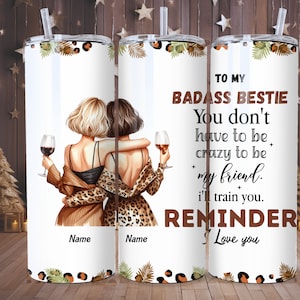 personalized to my bestie20oz Skinny Tumbler wrap, bestie gift leopard print Daily Reminders tumbler png best friend digital download trendy