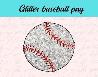 Glitter Baseball PNG: Faux Paljett Match Day Design (Digital Nedladdning)