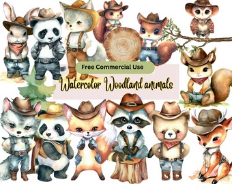 Aquarell Wald Tiere Clipart: Wald Kinderzimmer Deko (digitaler Download)