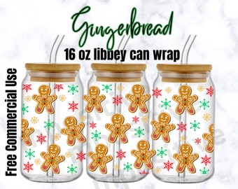Envoltorio de vidrio para latas navideñas de jengibre: Libbey SVG de 16 oz (descarga digital)
