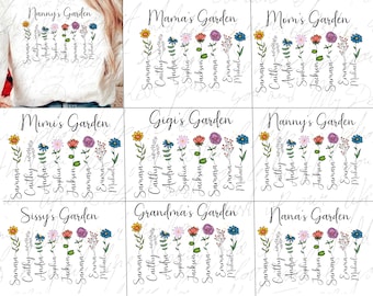 Custom Garden PNG Bundle: Personalized Birth Month Flowers (Digital Download)