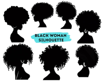 Afro Woman Silhouette PNG Bundle: Black History Graphics (Commercial Use)
