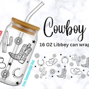 16oz Libbey Cup western png , trendy png, cowgirl png, western mama png, cowboy glass can svg,western hat,howdy png