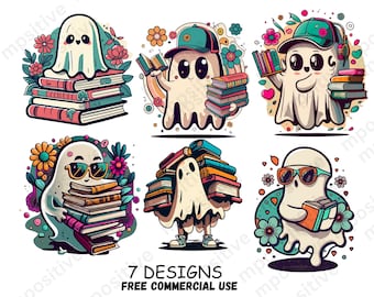 Cute Ghost Reading Book Png Book Lover Halloween PNG Ghost Halloween PNG, Ghost PNG, Cute Ghost Book Nerd, Teacher Png, Librarian Png