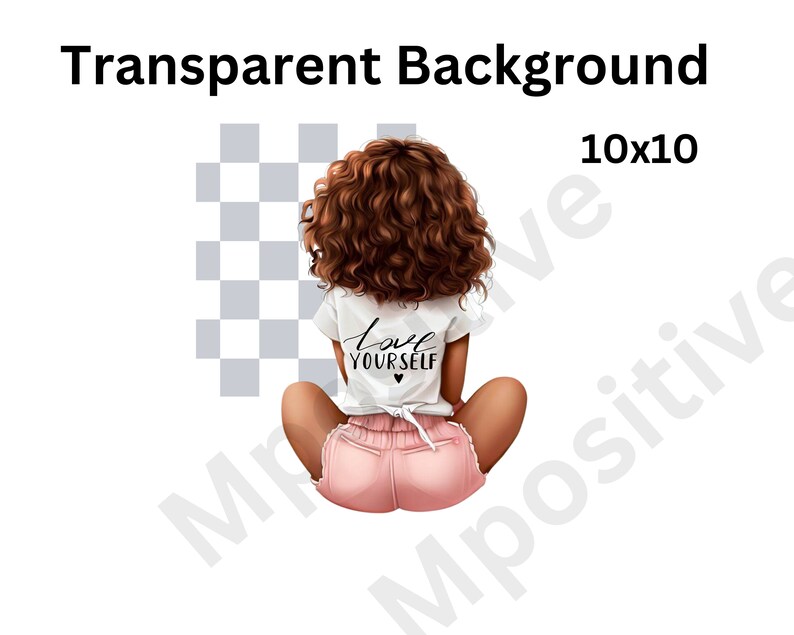 May include: A digital illustration of a person with brown curly hair sitting with their legs crossed. They are wearing a white t-shirt with the text "Love Yourself" and a pink pair of shorts.