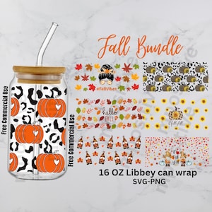 16oz Fall Can Glass Wrap Bundle,Fall svg, Autumn SVG, Cheetah Leopard,Retro halloween png,Wraps for Libbey Cup, trending png,Pumpkin Png,