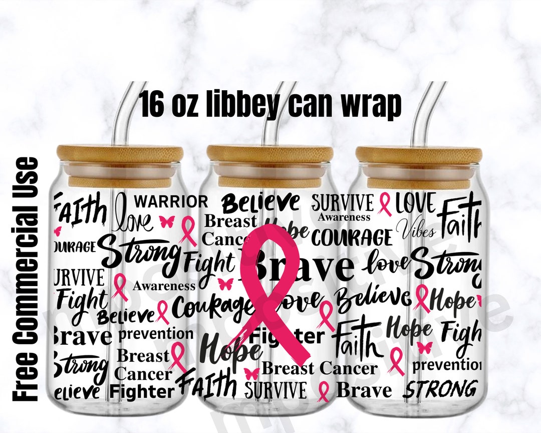 Breast Cancer Awareness 16oz Libbey Can Wrap: Pink Ribbon (SVG PNG) - Etsy