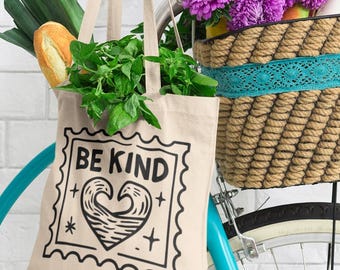 Be Kind Cotton Canvas Tote Bag: Eco-Friendly Reusable Shopping Bag