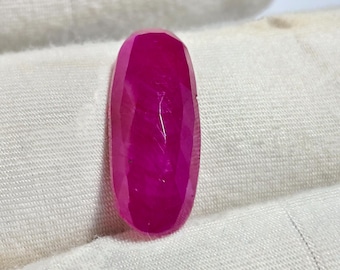 6.70 Carat Natural Ruby Cabochon: Rose Cut, Flat Back (19x7.5x4mm)