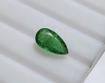 Natural Zambian Emerald Pear Cut Green 0.53 Ct Gemstone Healing Crystal Jewelry Making