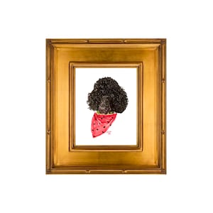 Black Standard Poodle with Watermelon Bandana Watercolor Digital Download