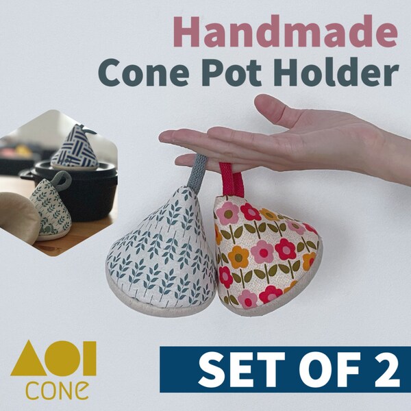 SET OF 2 — Cone Shaped Pot Holder / Heat Proof Pot Holder / Triangle Pot Holder / Oven Mitt / Kitchen Accessories / Fabric Kitchenware