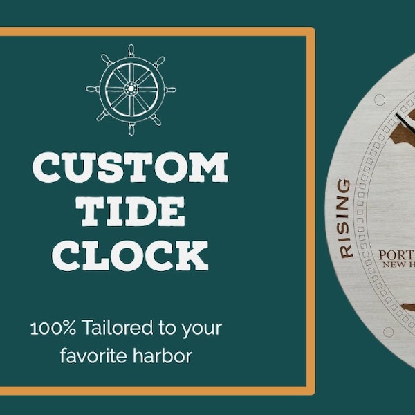 Custom Tide Clock, Stained or Painted, Desktop or Wall Mount, Gift for Fisherman, Boater, Surfer, Kayaker