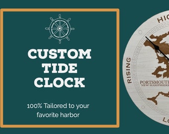 Custom Tide Clock, Stained or Painted, Desktop or Wall Mount, Gift for Fisherman, Boater, Surfer, Kayaker