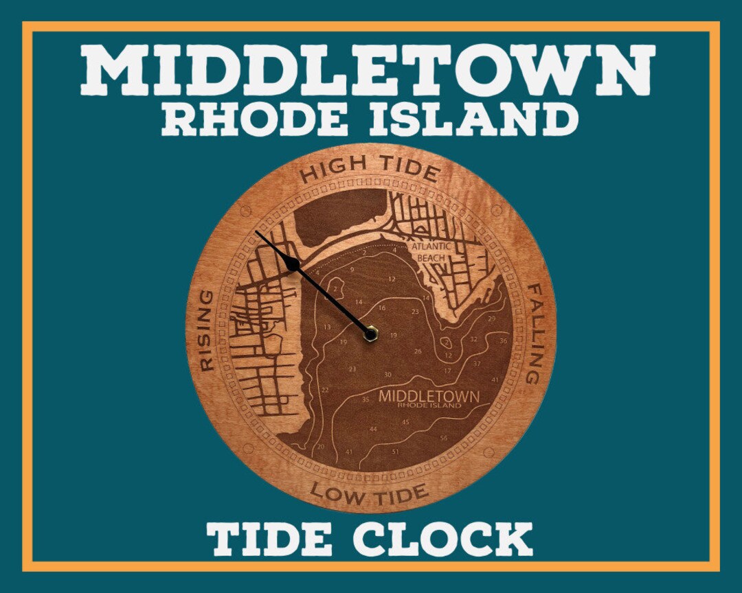 Middletown, RI Tide Clock Gift for Christmas Fisherman, Boater, Surfer